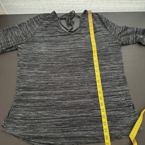 Ann Taylor LOFT Gray Space Dye V-Neck Bell Sleeve Casual Tunic Top Size Large - Picture 7 of 9